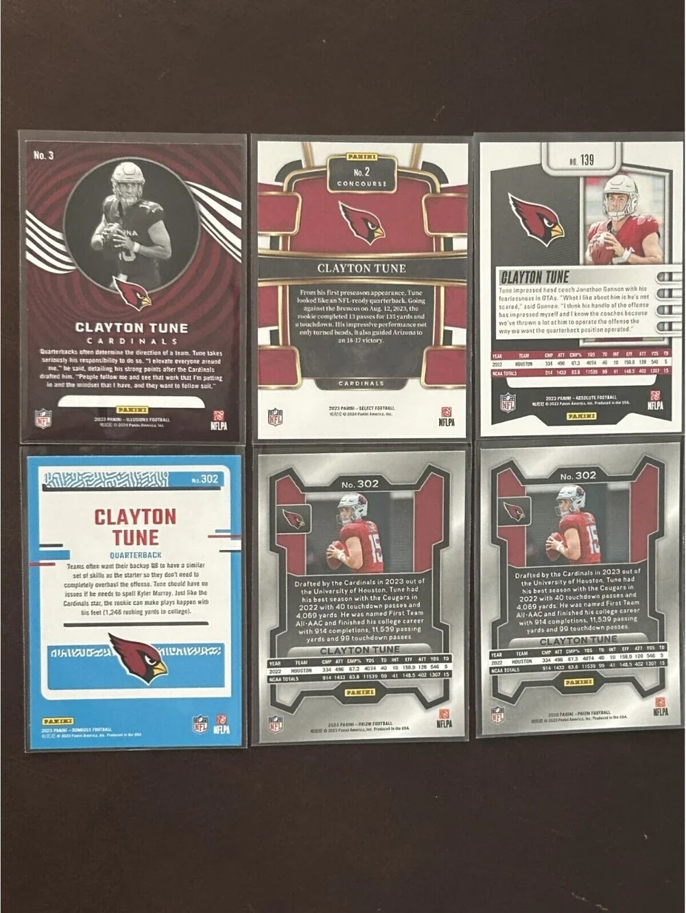 2023 CLAYTON TUNE PANINI ROOKIE COLLECTION AZ CARDINALS 6 RC LOT NM